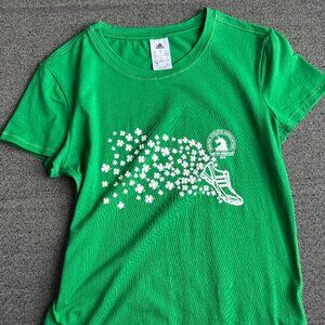 Green Adidas Soft T-Shirt Boston Marathon Shamrocks